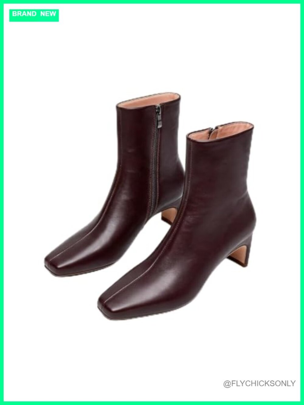 Square Toe Chunky Block Heel Ankle Boots Faux Leather Side Zip Booties